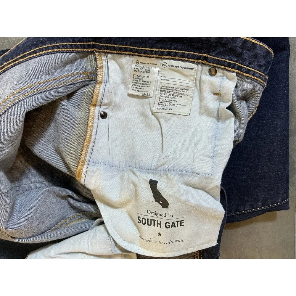 AG Protege Pants Adriano Goldschmied 38x34 Indigo Jeans Dark Mens